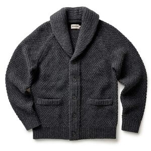 Taylor Stitch Fisherman Shawl Cardigan Heather Coal Merino